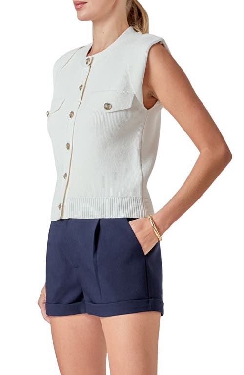 Endless Rose Button Sweater Vest In White