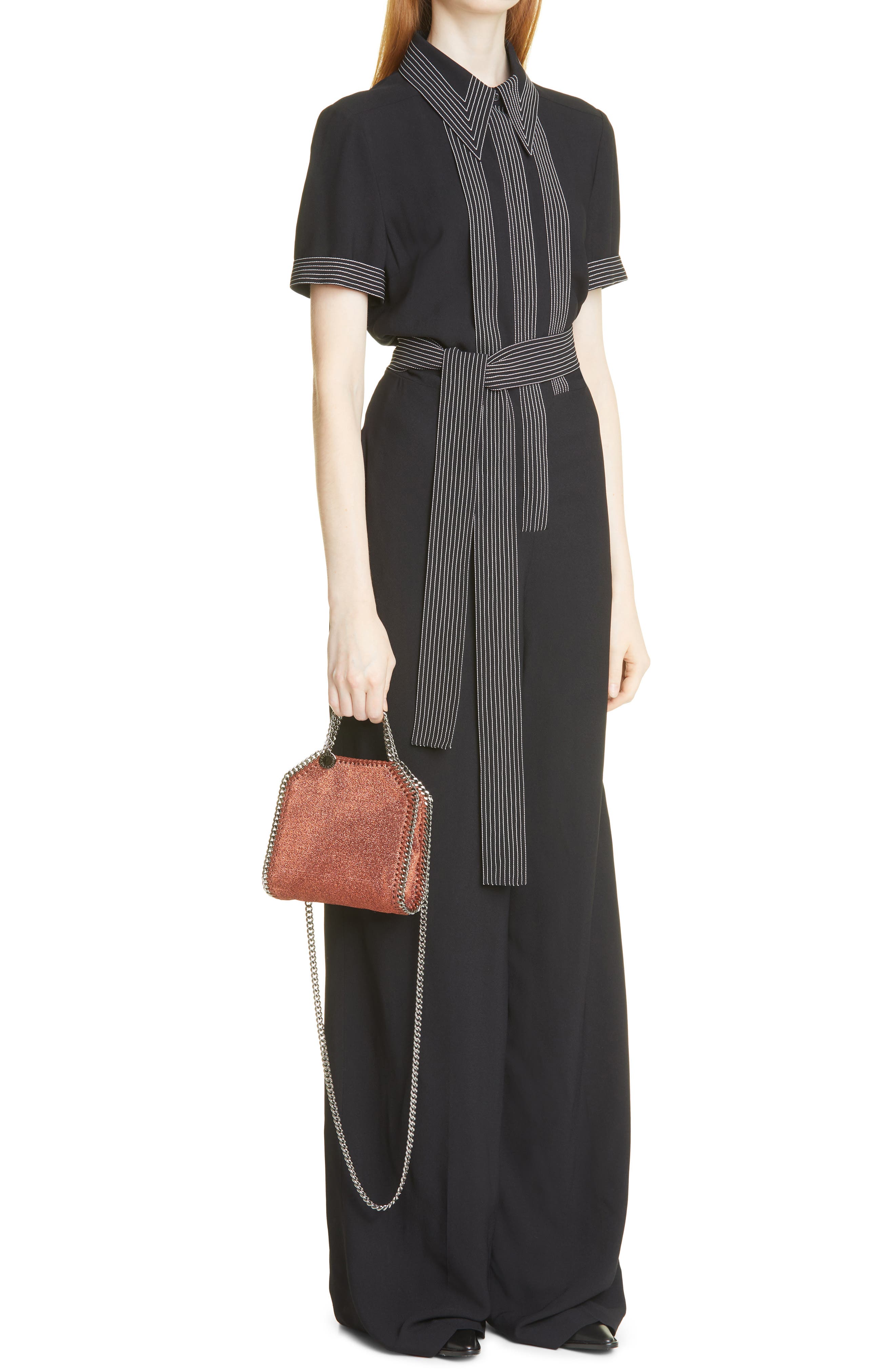 Stella McCartney Tiny Falabella Metallic Crossbody Bag, Alternate, color, 