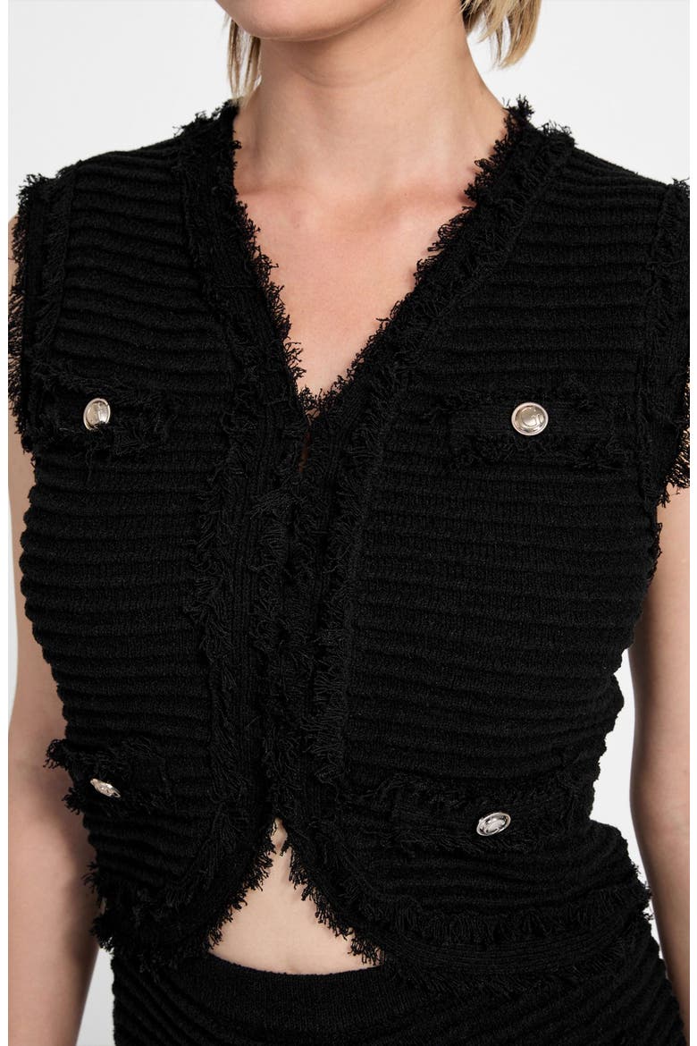 Malina Bouclé Ottoman Stitch Vest, Alternate, color, JET BLACK