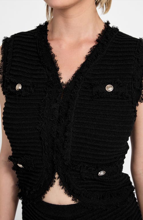 Guess Malina Bouclé Ottoman Stitch Vest In Black