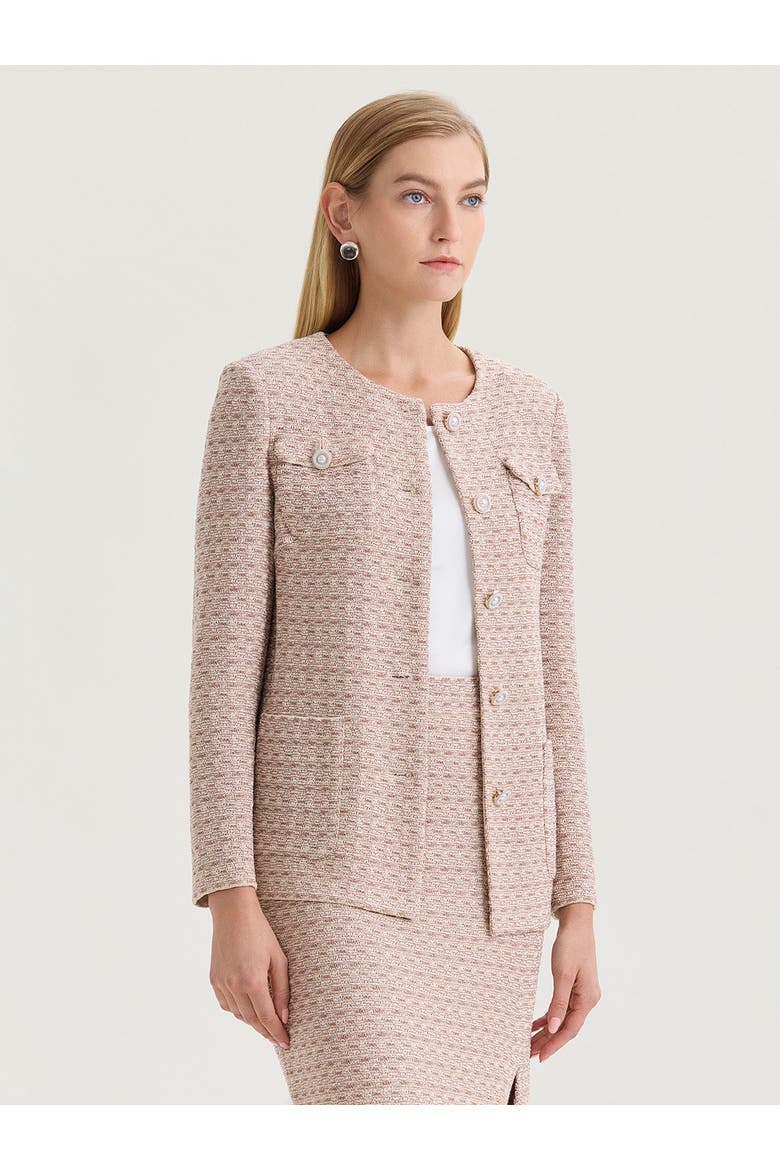 Heritage Tonal Tweed Knit Jacket, Alternate, color, Biscotti/White/Charmeuse