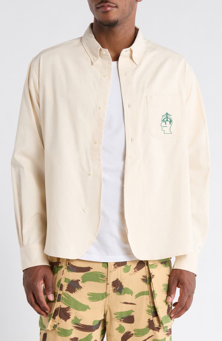 Brain Dead x Brooks Brothers California Oxford Half Placket Button-Down Shirt, Main, color, Natural