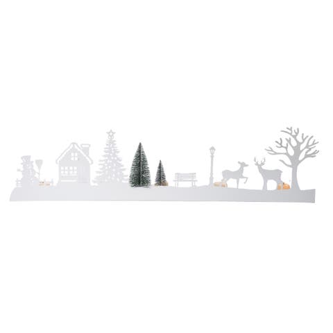 Metal White Christmas Village Scene