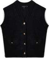 MiuMax Cropped Mohair Button Front Sleeveless Cardigan