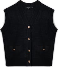 MiuMax Cropped Mohair Button Front Sleeveless Cardigan