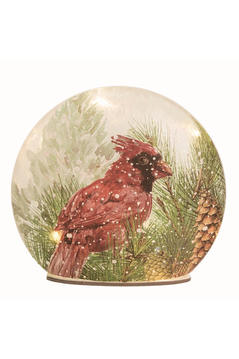 Glass Red Christmas Light Up Hand Painted Cardinal Decor, Main, color, Multicolored
