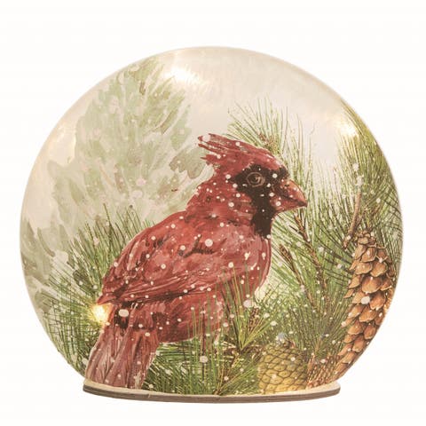Glass Red Christmas Light Up Hand Painted Cardinal Decor