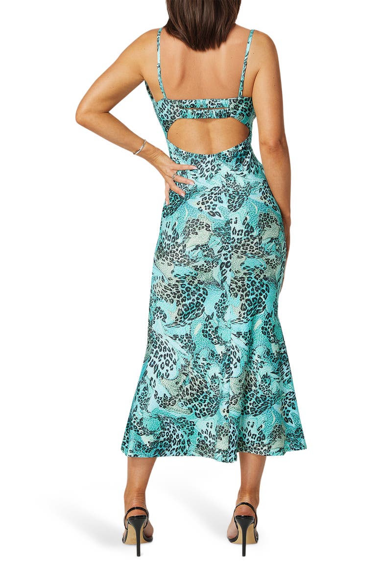 Bustier Knit Maxi Dress, Alternate, color, TURQUOISE ANIMAL