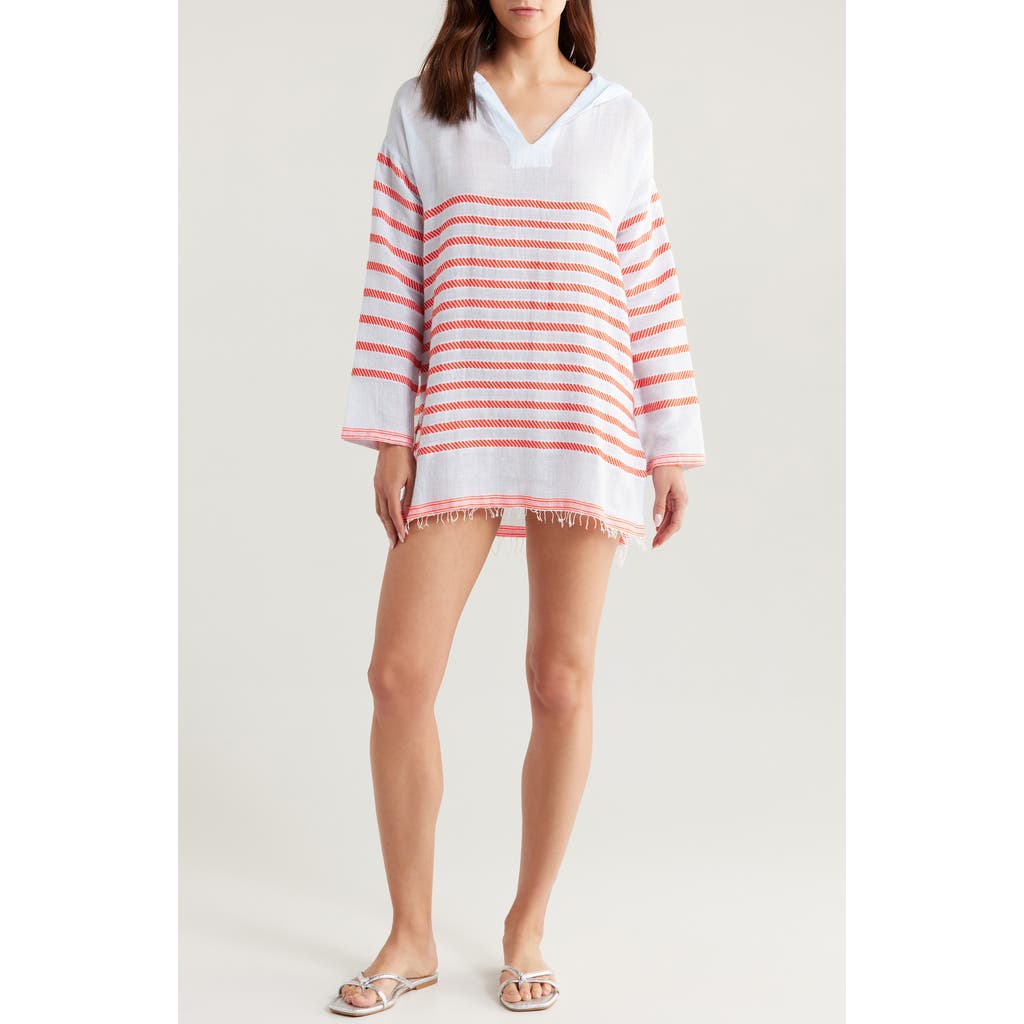 Lemlem Henok Stripe Cotton Blend Hoodie Caftan In Tiki Skypop