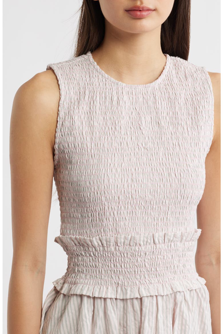 Antonietta Smocked Sleeveless Minidress, Alternate, color, ROSE PALE
