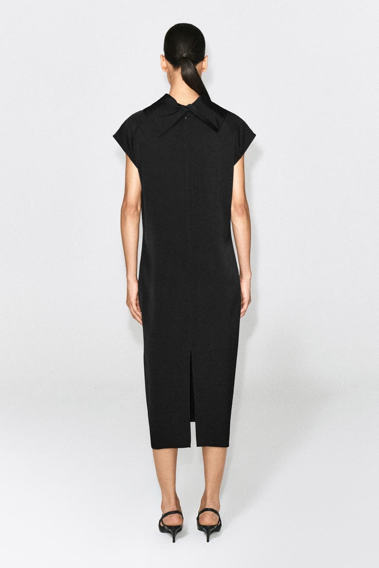 Cowl-neck Crepe Midi Dress, Alternate, color, BLACK