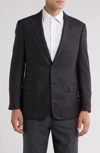 Armani Collezioni Windowpane Print Silk & Wool Sport Coat