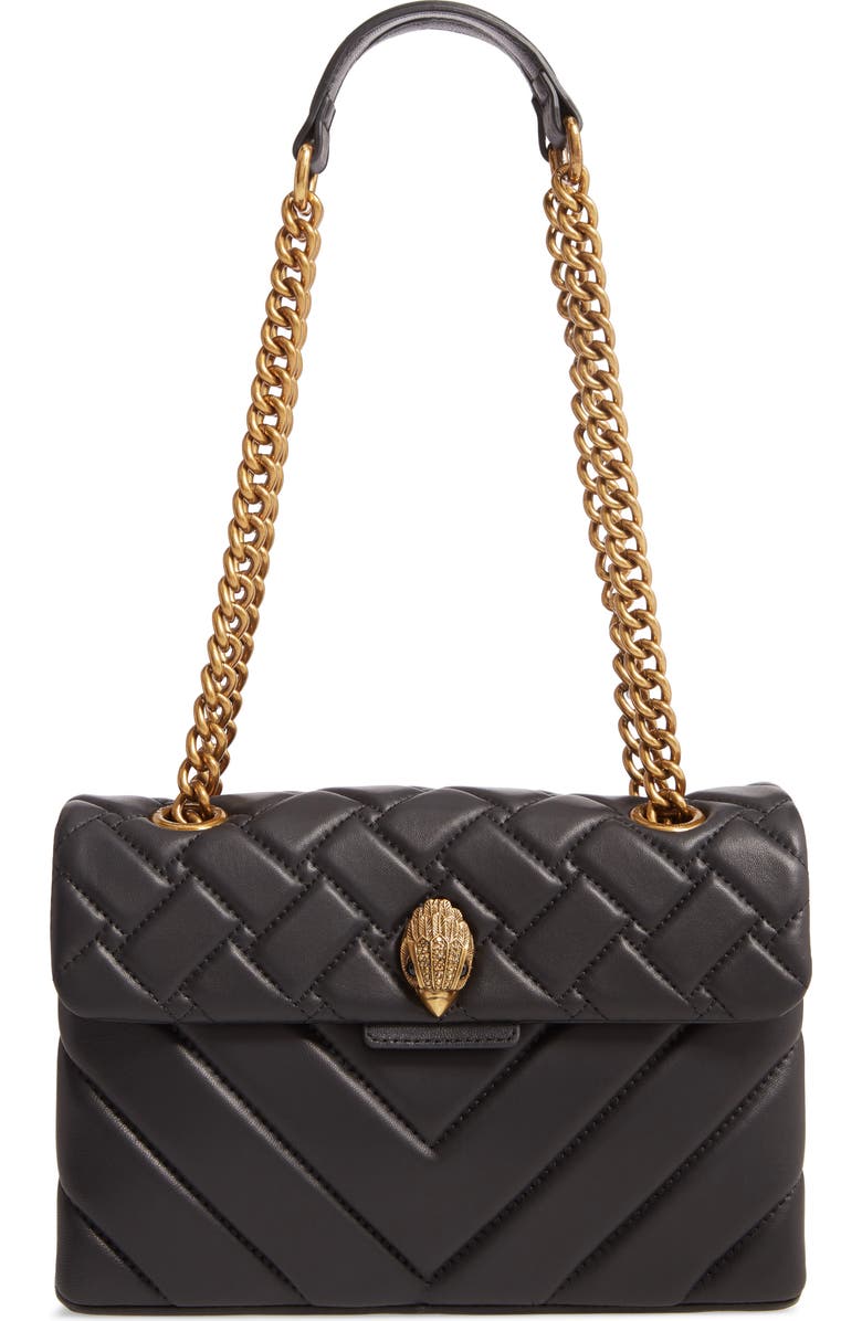 Kurt Geiger London Kensington Quilted Leather Shoulder Bag, Main, color, Black