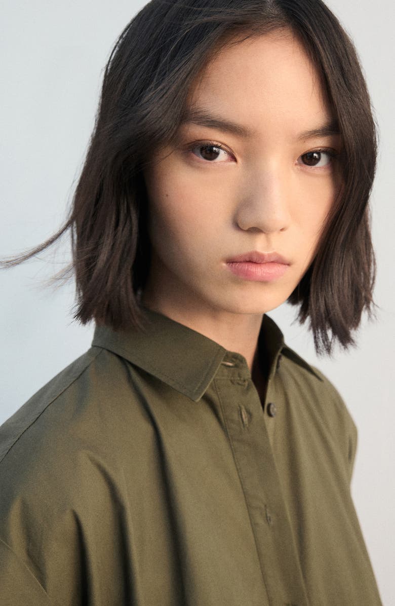 MANGO Tie Belt Shirtdress, Alternate, color, Khaki Green