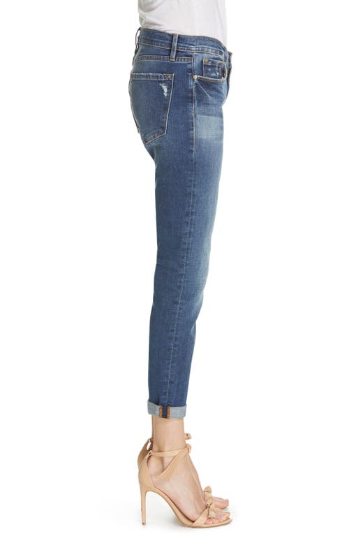 Frame Le Garcon Mid Rise Distressed Slim Boyfriend Jeans In Azure In Azure