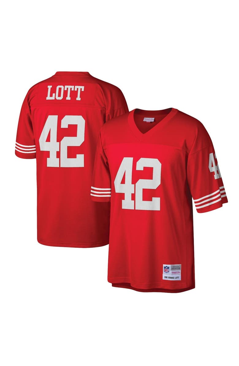 Mitchell & Ness Men's Mitchell & Ness Ronnie Lott Scarlet San Francisco 49ers Legacy Replica Jersey, Main, color,