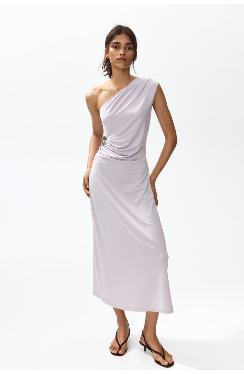 H&M Draped One-shoulder Dress, Main, color, Light Purple