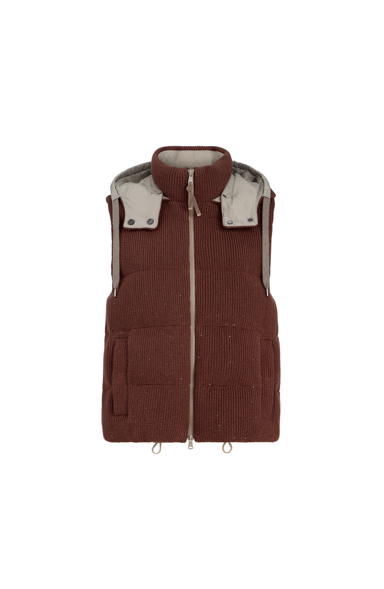 Brunello Cucinelli Knit down vest, Alternate, color, Bordeaux
