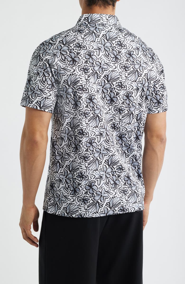 Bugatchi Hendrix Digital Abstract Print Cotton Polo, Alternate, color, White