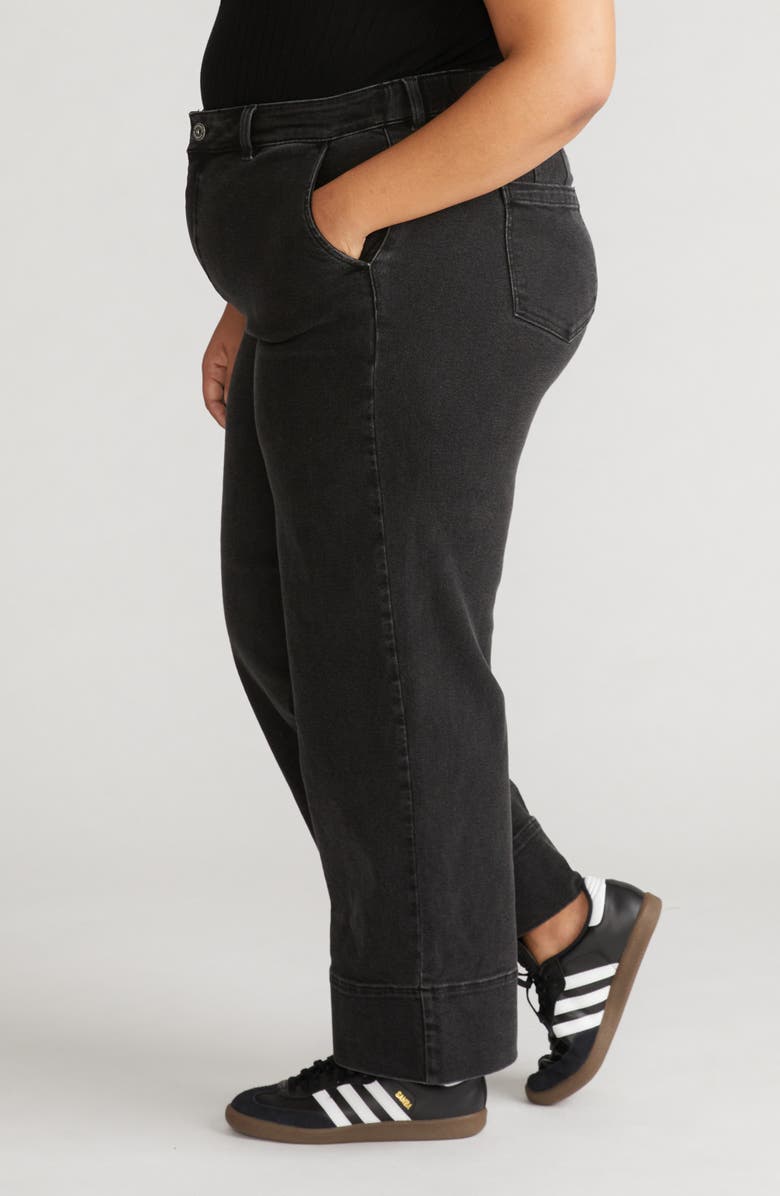 Universal Standard Carol High Waist Stretch Wide Leg Jeans, Alternate, color, Broken Black