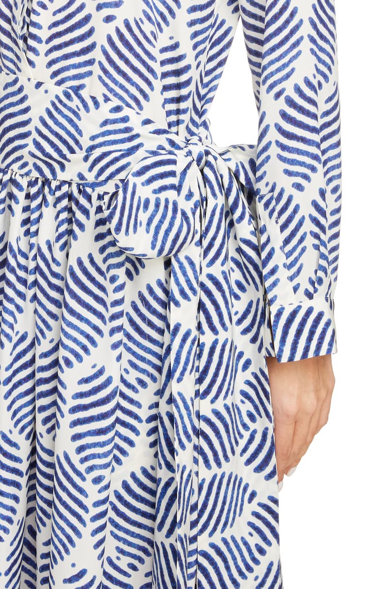 Sara Lanzi Block Print Long Sleeve Silk Crepe de Chine Shirtdress, Alternate, color,