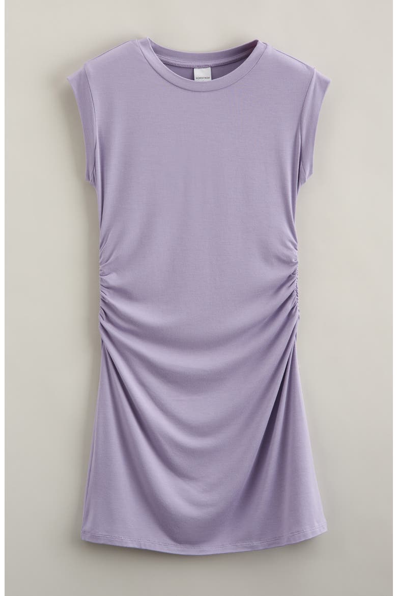 Kids' Ruched Knit Dress, Main, color, PURPLE HEIRLOOM