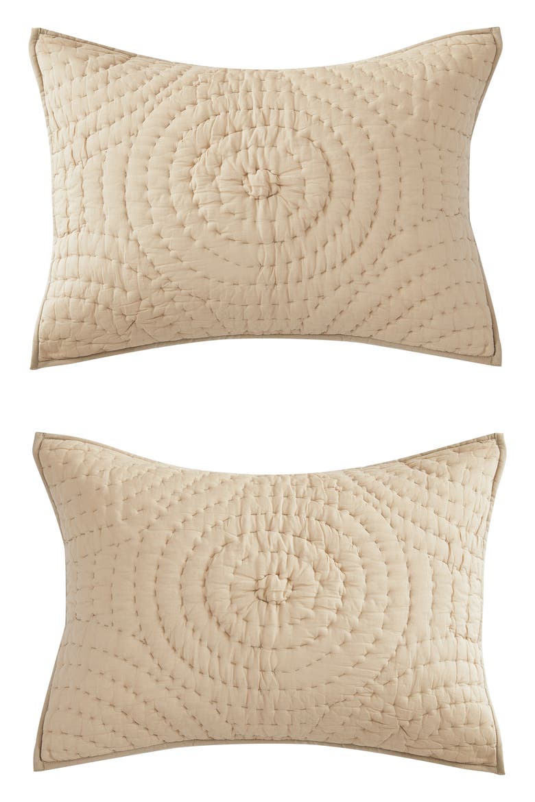Voile Cotton Handstitch Quilt & Sham Set, Alternate, color, TAUPE