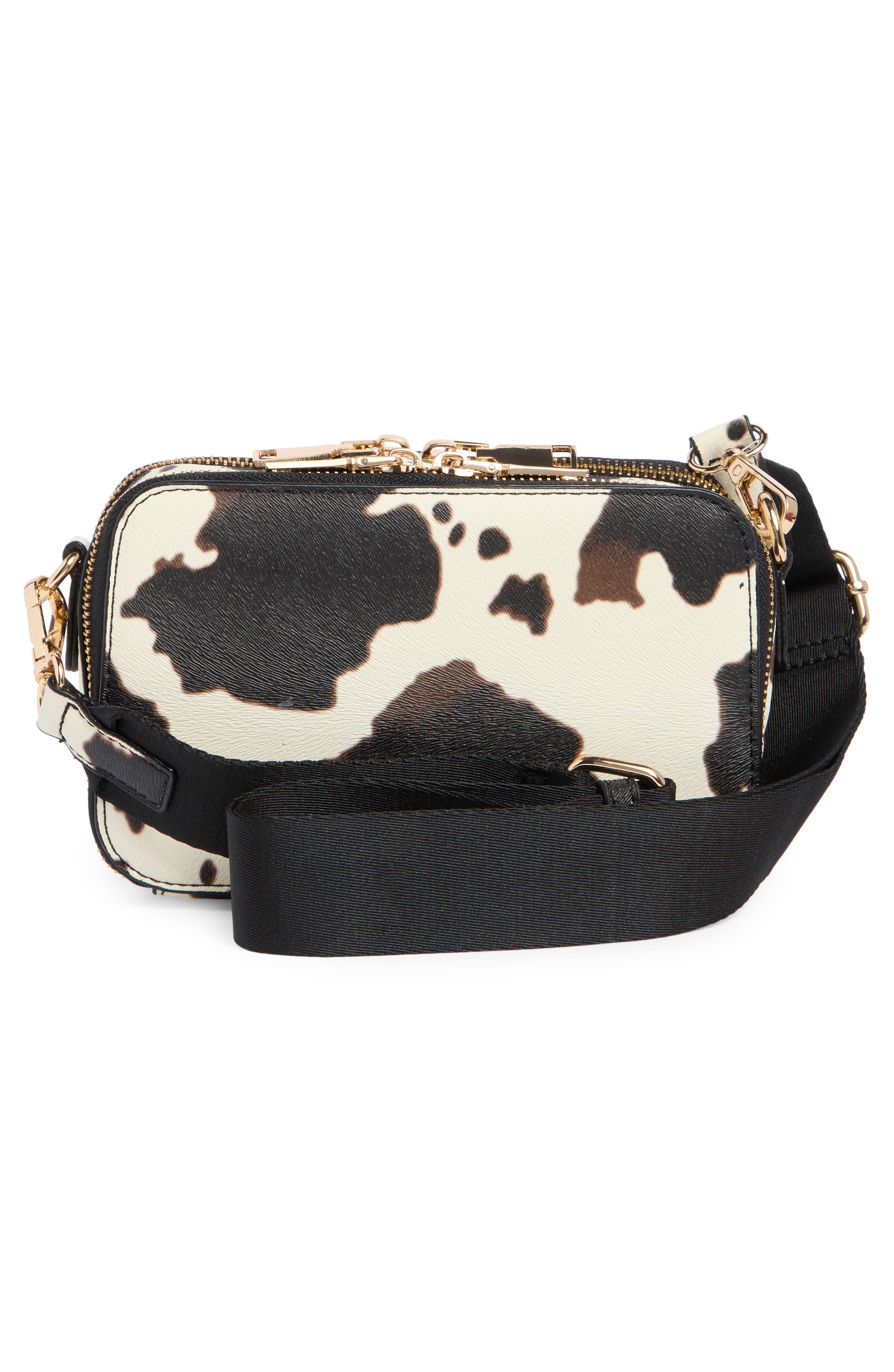 URBAN EXPRESSIONS HANDBAGS Cow Print Crossbody Bag, Alternate, color, Black White Cow