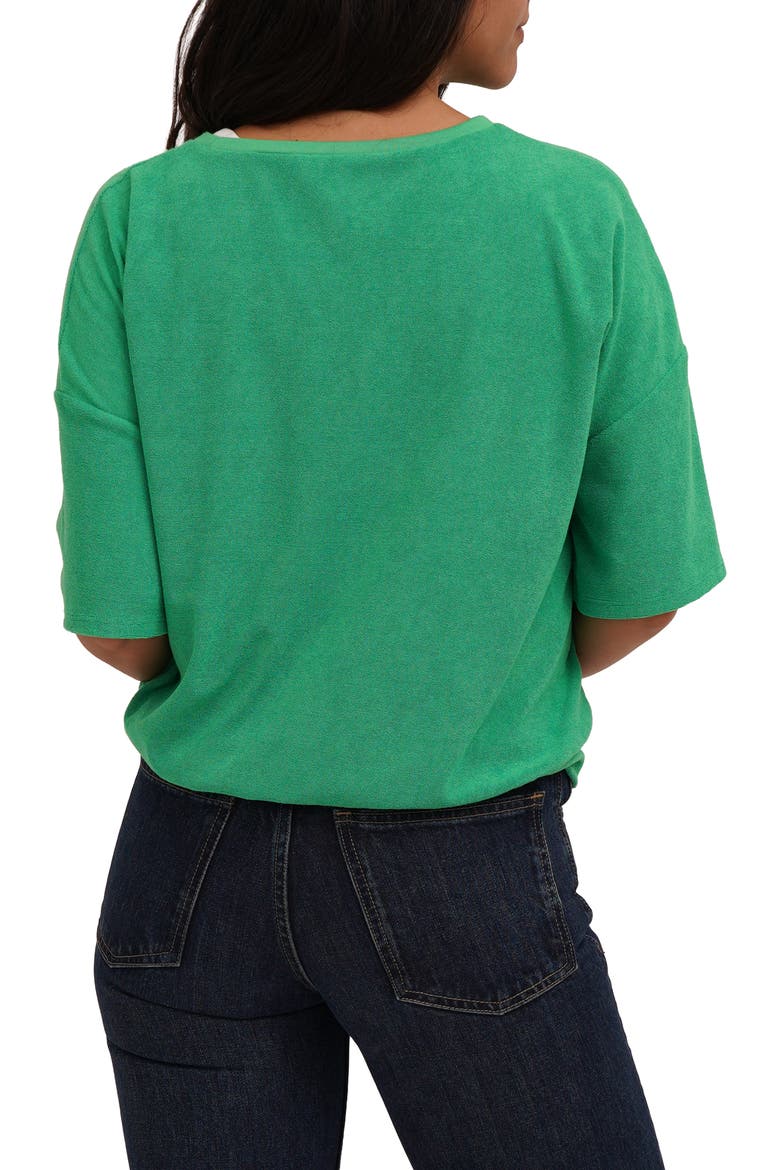 Terry V-Insert Short Sleeve Top, Alternate, color, GREEN