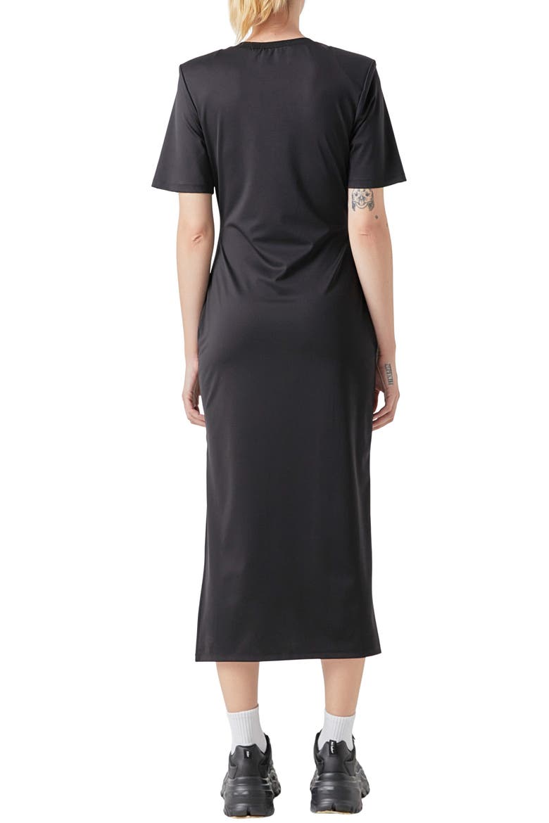 Power Shoulder Maxi Dress, Alternate, color, BLACK