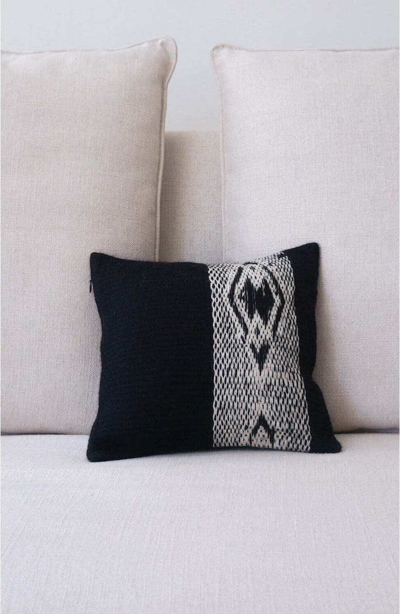 Voz Diagonal Square Pillow 12" x 12", Main, color, Black/Ivory
