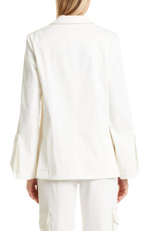 Twp Split Sleeve Stretch Cotton Blazer In White