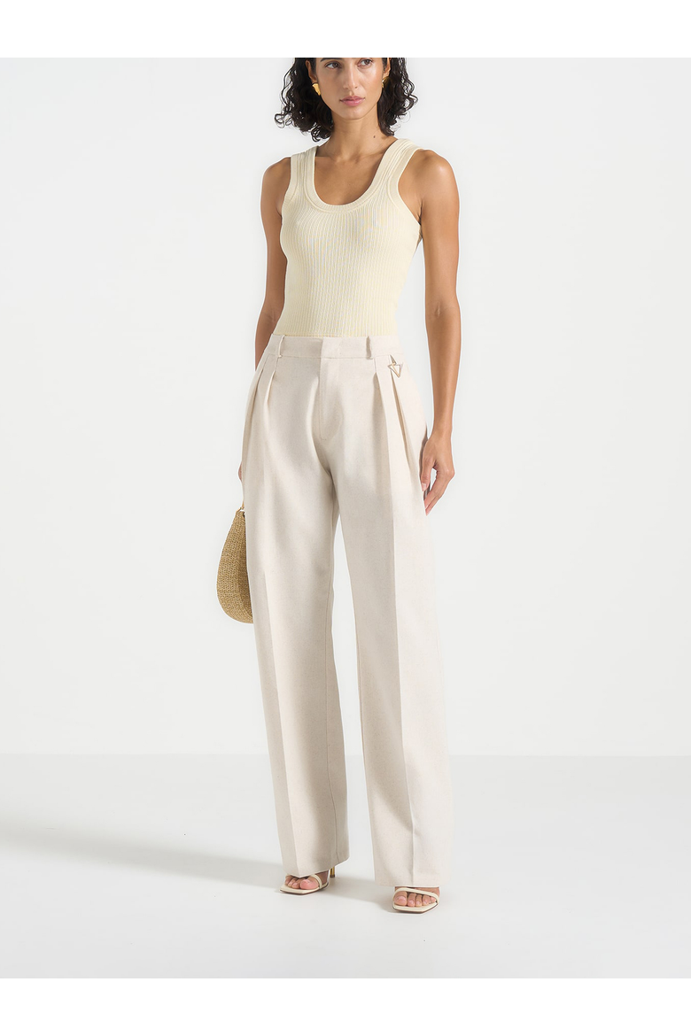 Julie Linen  Pleat Trousers, Alternate, color, Natural