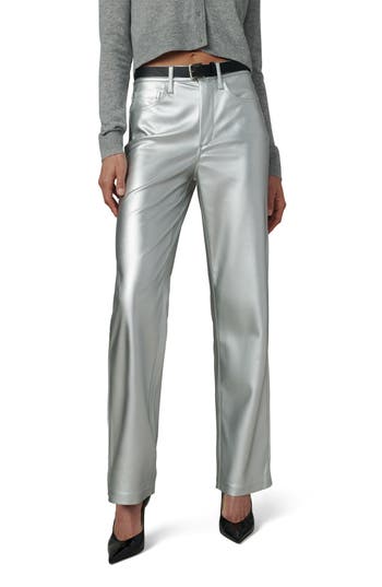 Joe's The Margot High Waist Relaxed Straight Leg Faux Leather Jeans In Metallic