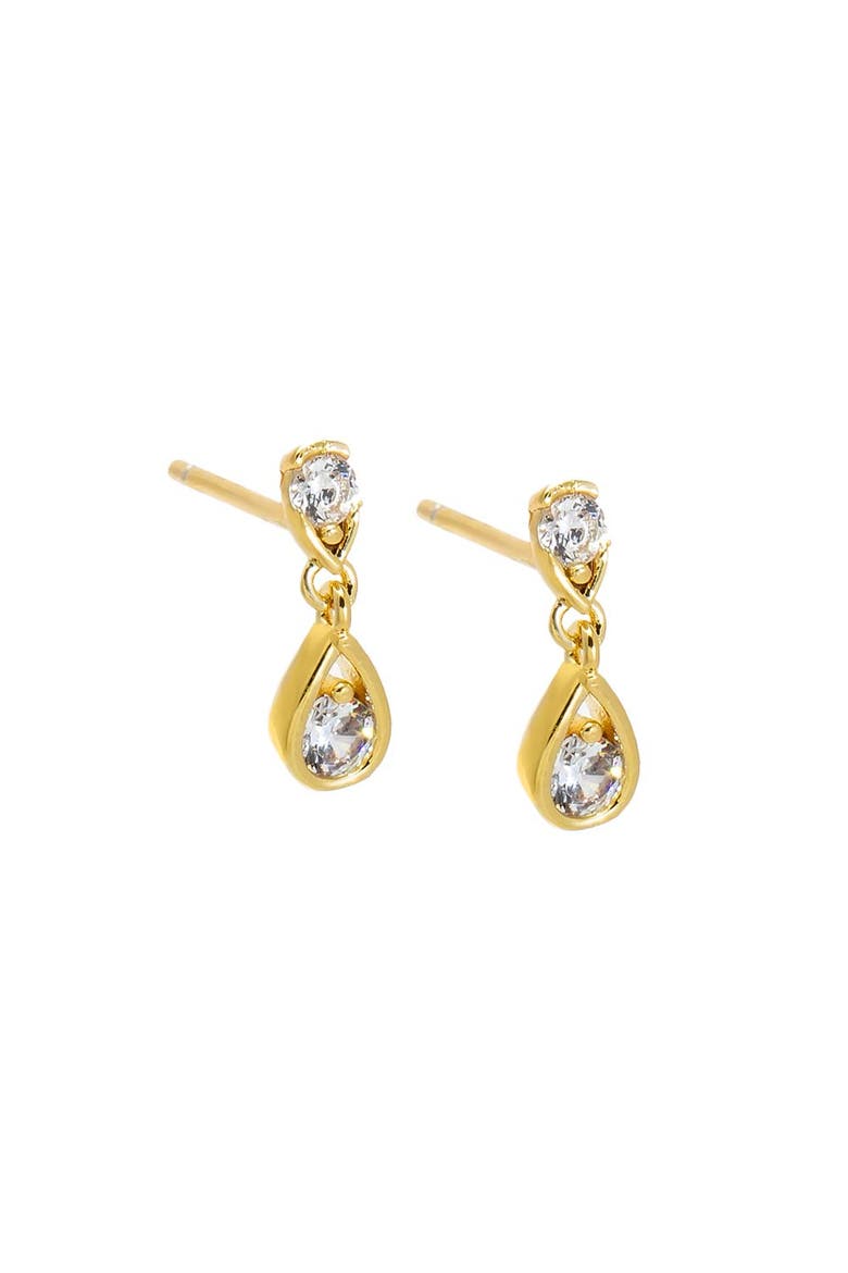 CZ Teardrop Duo Stud Earring, Main, color, Gold