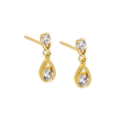 CZ Teardrop Duo Stud Earring