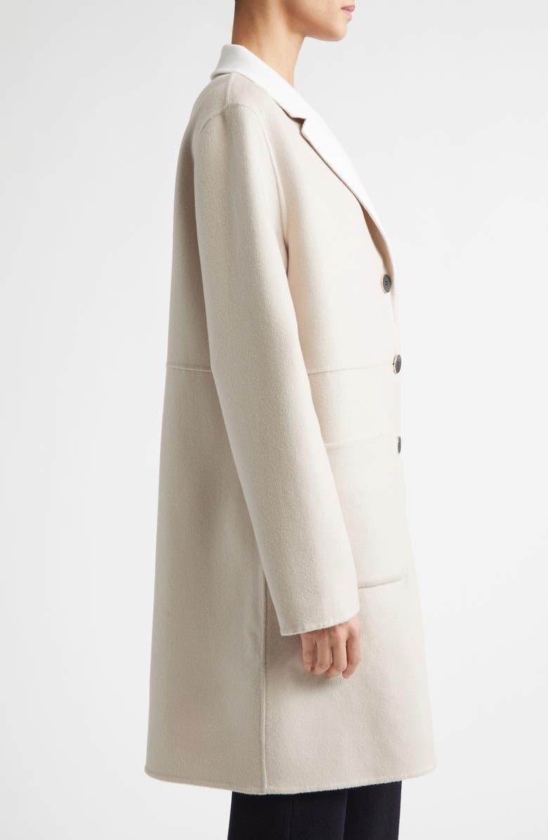 ST. JOHN Two-Tone Double Face Wool & Cashmere Coat, Alternate, color, Taupe/ Bright White