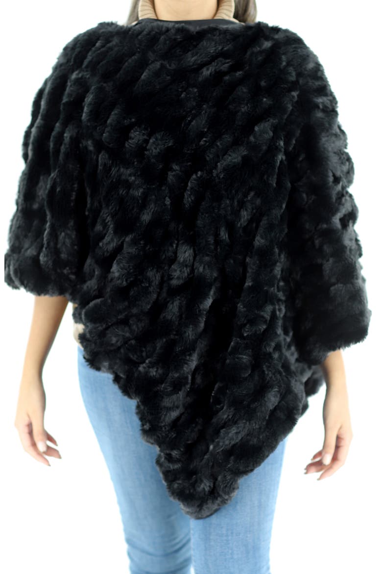 Faux Fur Poncho, Main, color, BLACK