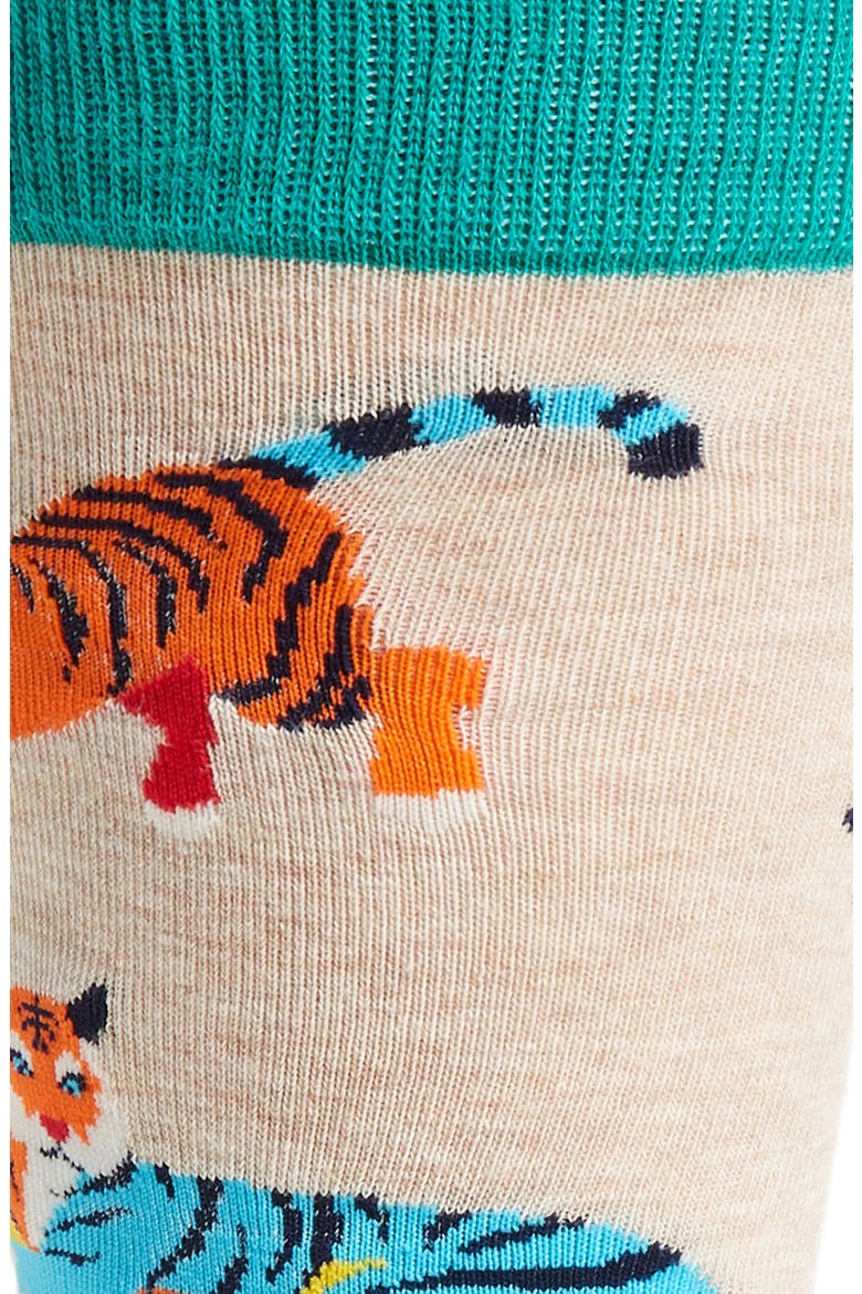 Tiger Socks, Alternate, color, BEIGE MULTI