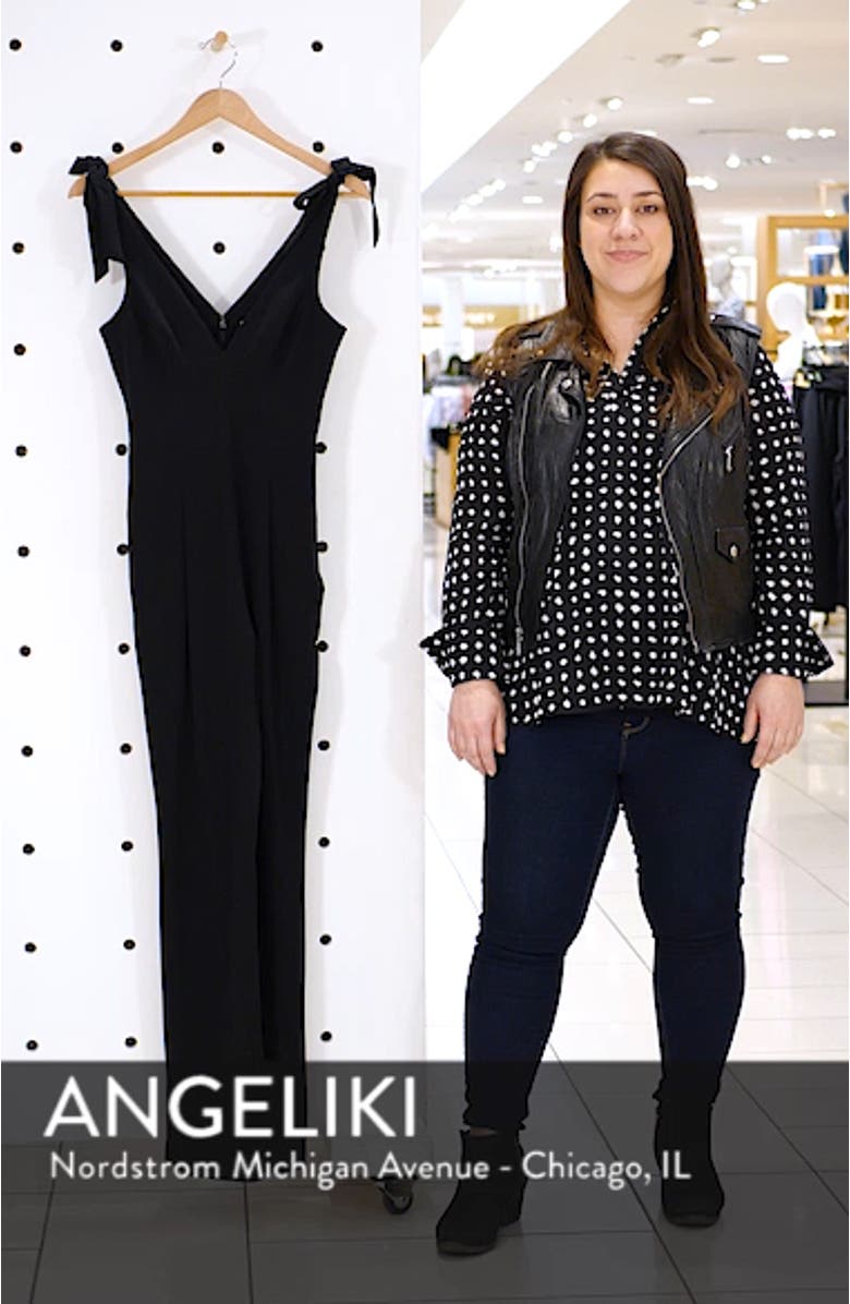 Maira Tie Shoulder Crepe Jumpsuit, sales video thumbnail