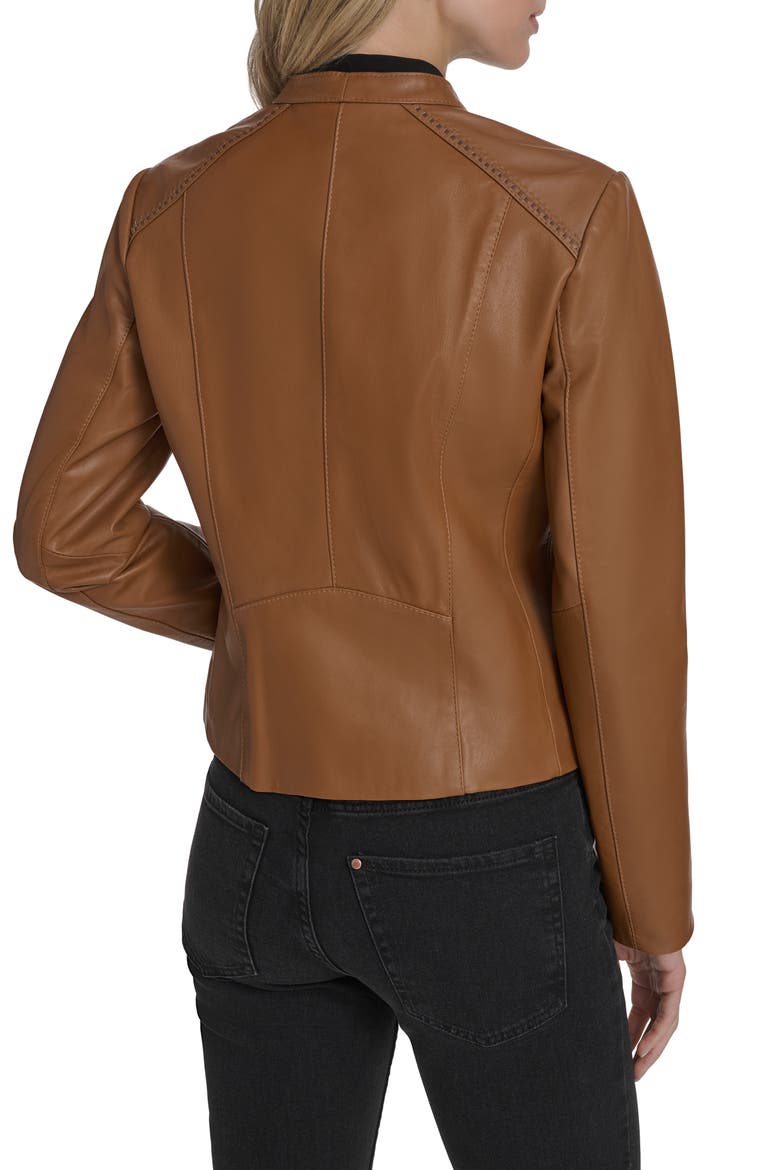 Band Collar Racer Jacket, Alternate, color, HAZELNUT
