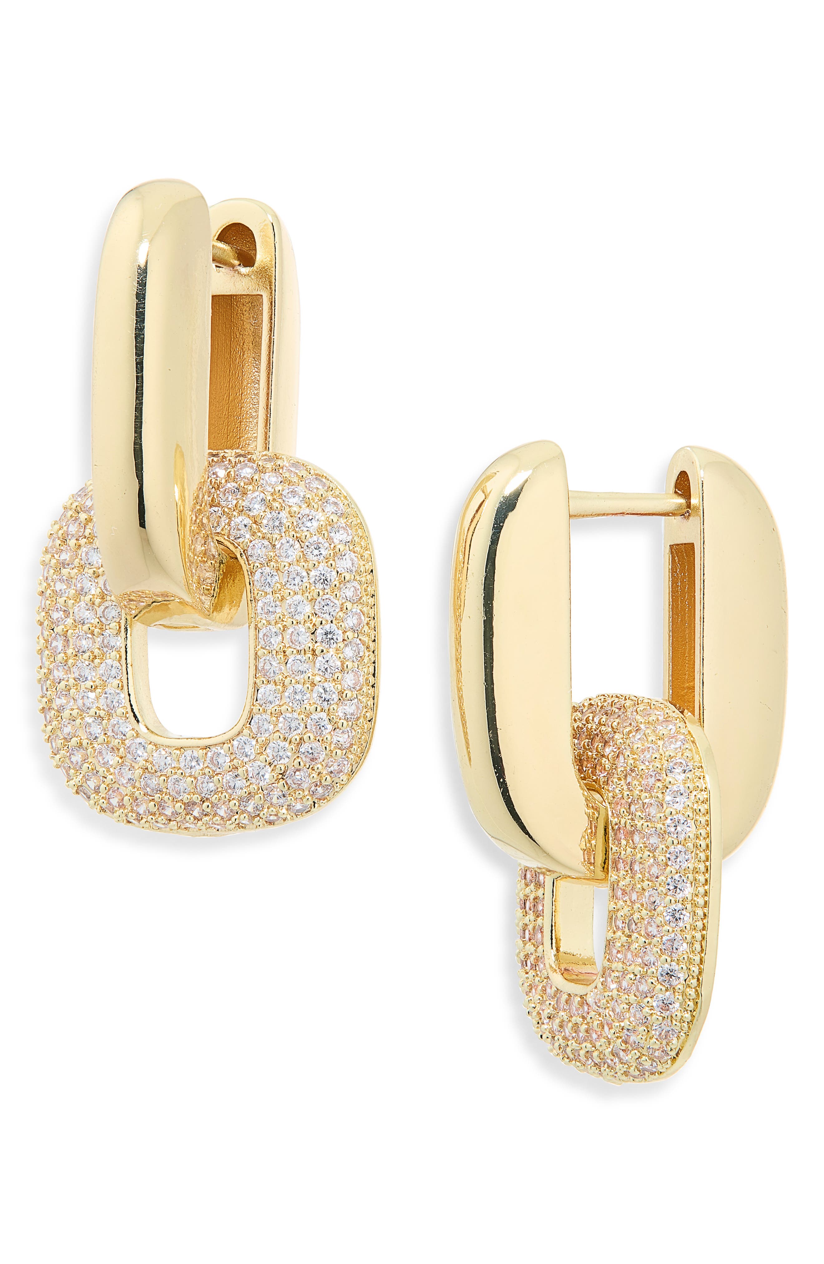 Pave Link Drop Earrings