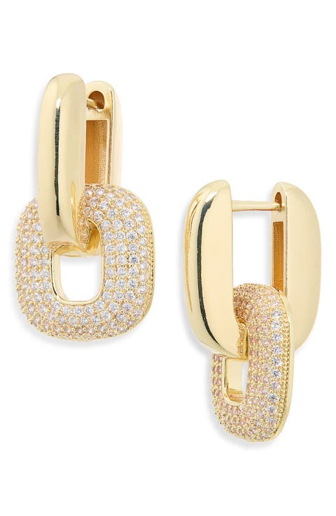 Pave Link Drop Earrings