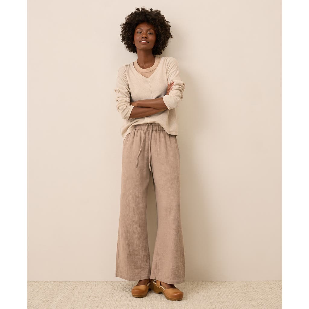 Pact Organic Cotton Coastal Double Gauze Split Hem Pant In Neutral