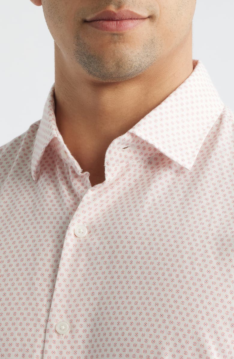 Peter Millar Tamarama Medallion Print Short Sleeve Cotton & Lyocell Button-Up Shirt, Alternate, color, Venetian Pink