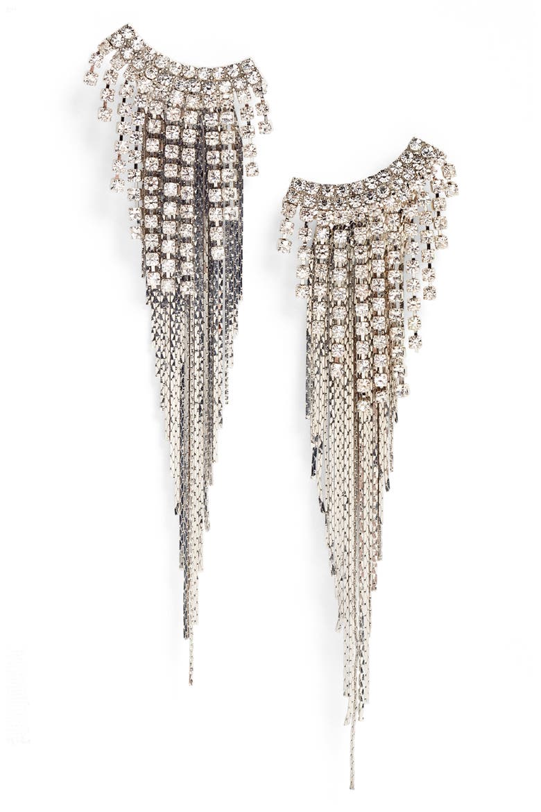 Fringe Duster Earrings, Main, color, SILVER