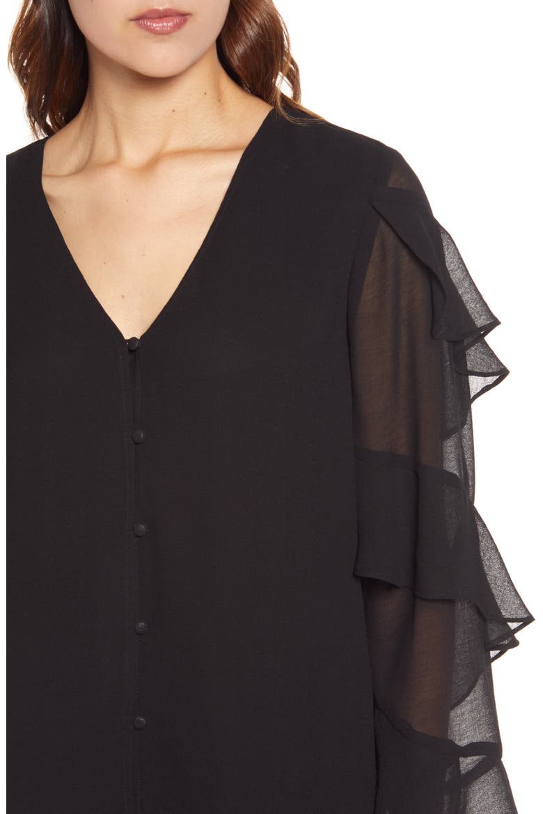 Tiered Sleeve Chiffon Blouse, Alternate, color, RICH BLACK