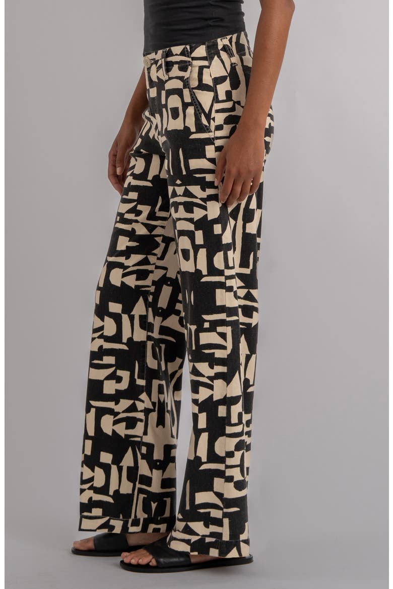 Meg Print High Waist Wide Leg Pants, Alternate, color, BLACK/ CREAM