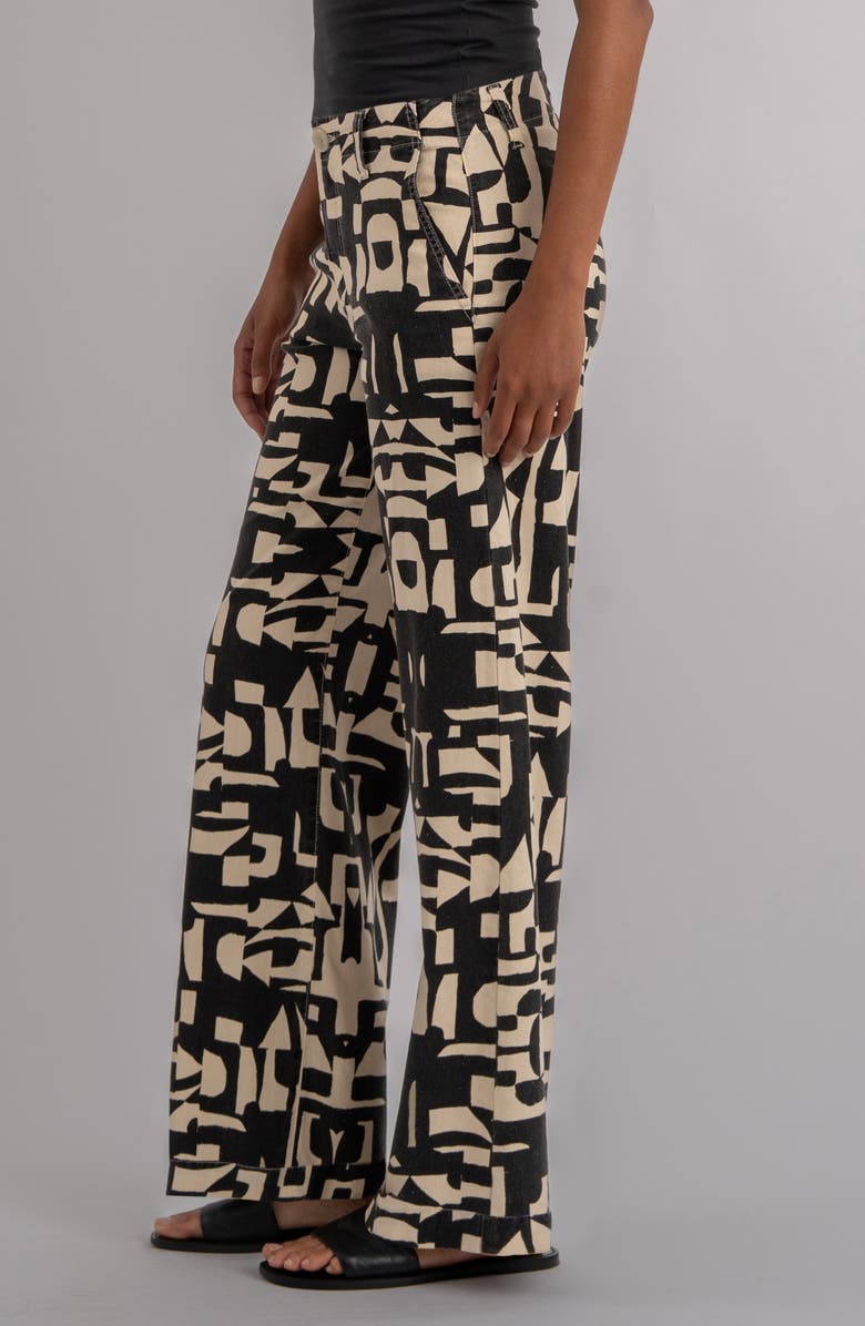 KUT from the Kloth Meg Print High Waist Wide Leg Pants, Alternate, color, Black/ Cream