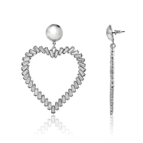 Bcbg Eneration Silver-tone Heart Hoop Earrings In Silver
